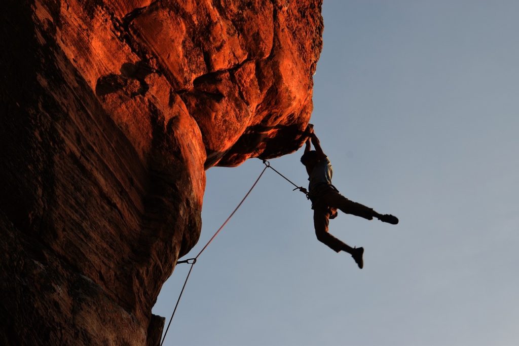 Sport Climbing on a Roof in Red Rocks