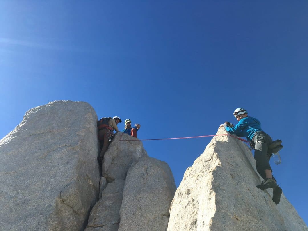Climbers on the Summit of Cathedral Peak in Tuolumne, Yosemite National Park