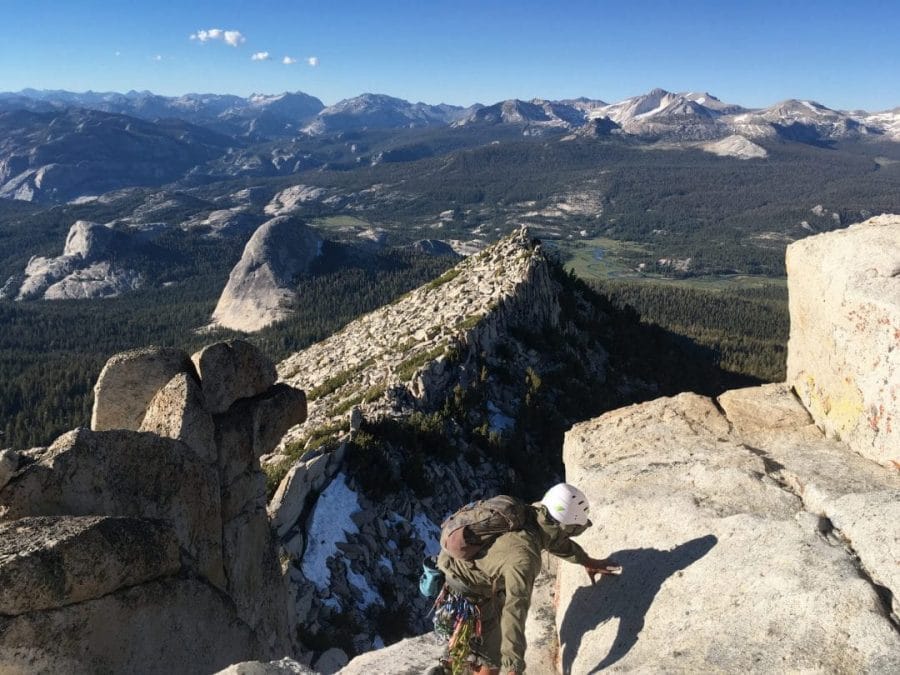 A Climber Descending From Cathedral Peak in Tuolumne, Yosemite National Park