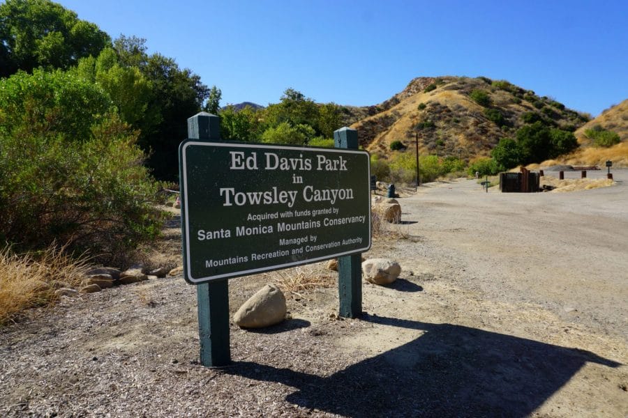 A Trail Sign Marking the Entrance to Towsley Canyon near Santa Clarita, California