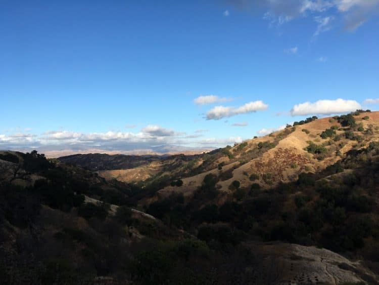 A view looking into Rice Canyon from the end of the Rice Canyon Hiking Trail in Santa Clarita, California