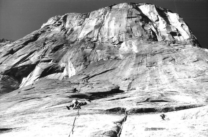 Historic Photo of Royal Robbins climbing El Capitan in Yosemite Valley