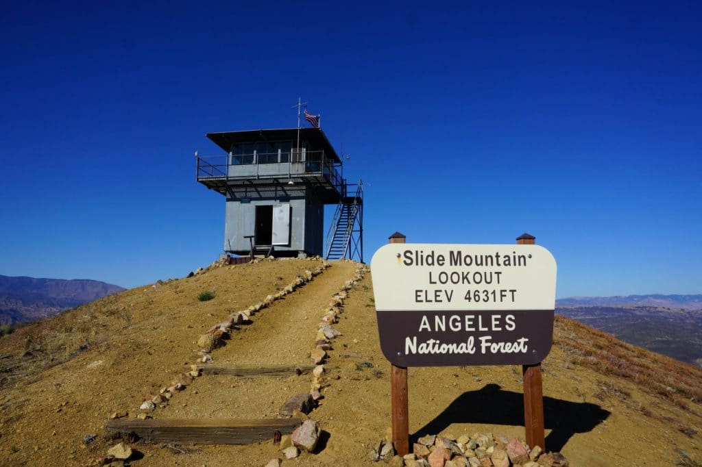 View of Slide Mountain Lookout Tower in California