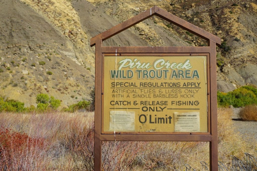 Fishing Regulations Sign along Piru Creek near Slide Mountain