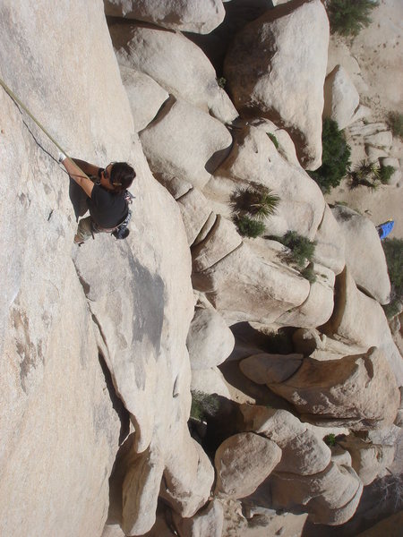 Image of a Rock Climber on Toe Jam in Joshua Tree National Park