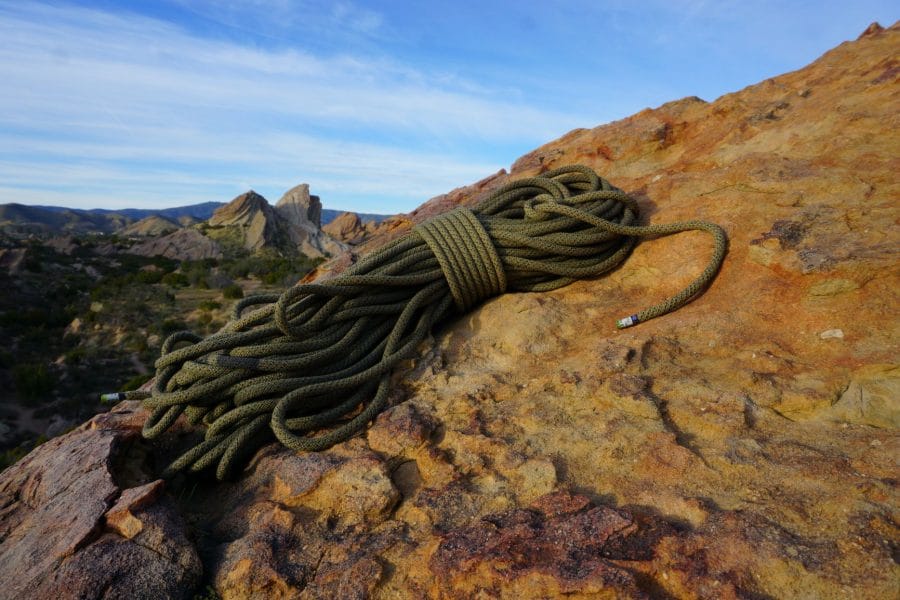 Edelrid Boa Eco Rock Climbing Rope on a Rock