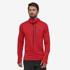 Orange Patagonia R1 Hiking Fleece Hoody